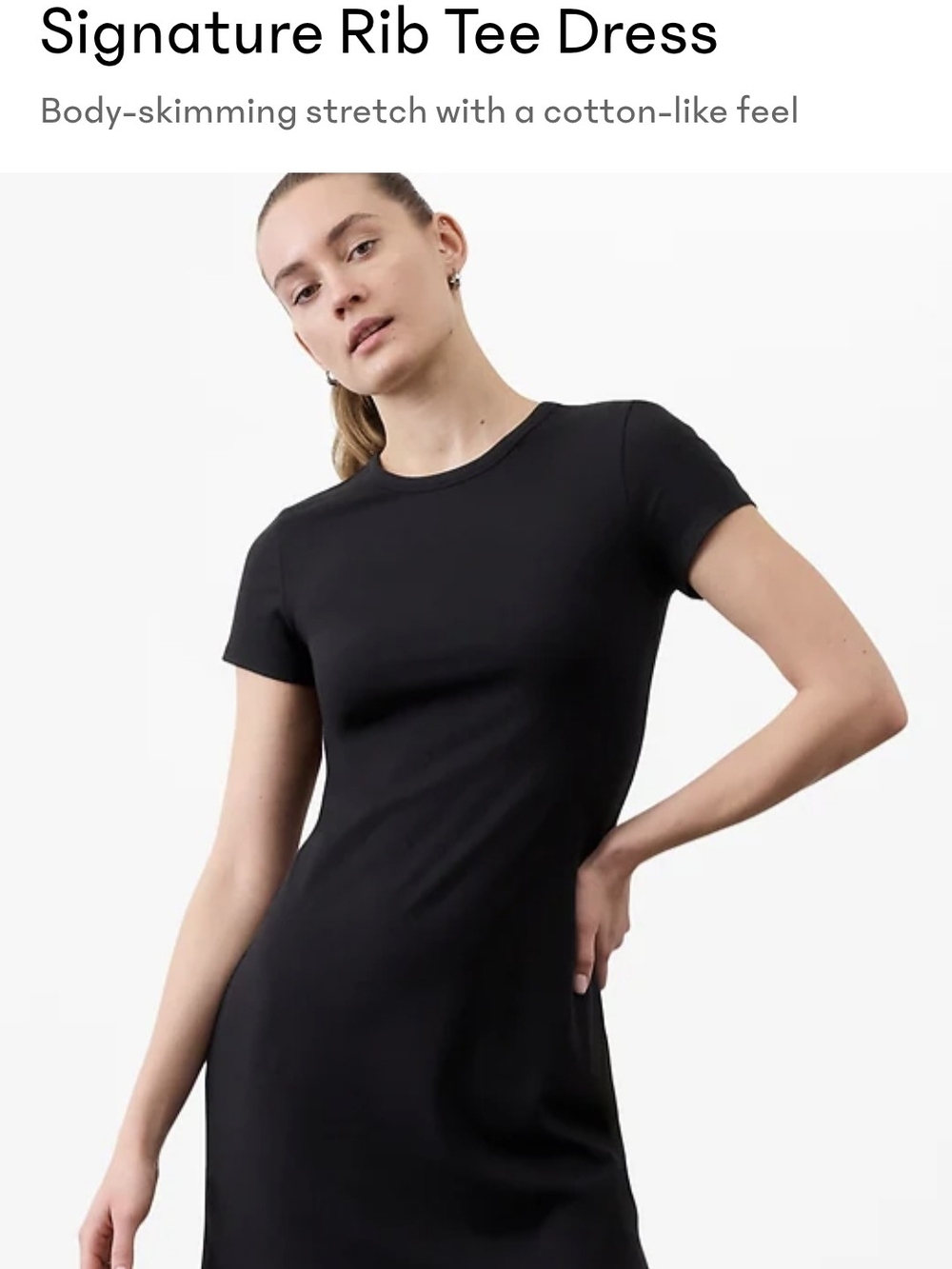 Athleta Black Signature Rib Tee Mini Dress